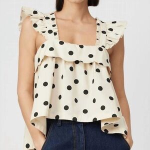 En Saison Cream and Black Polka Dot Top small never been worn